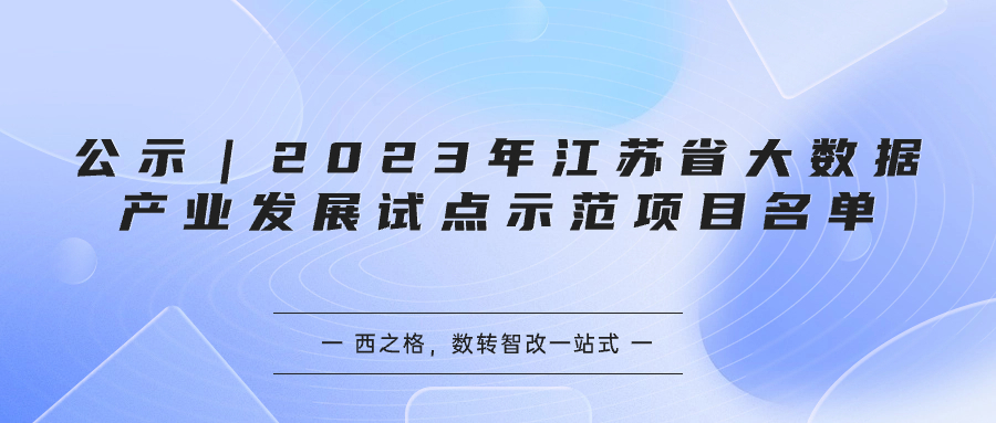 公示｜2023年江苏省大数据产业发展试点示范项目名单