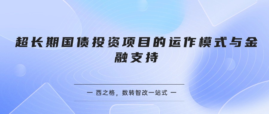 超长期国债投资项目的运作模式与金融支持