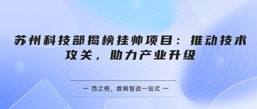 苏州科技部揭榜挂帅项目：推动技术攻关，助力产业升级