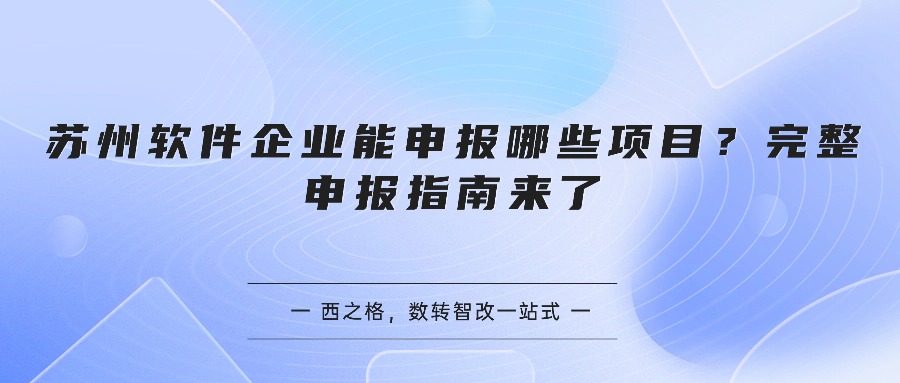 苏州软件企业能申报哪些项目？完整申报指南来了