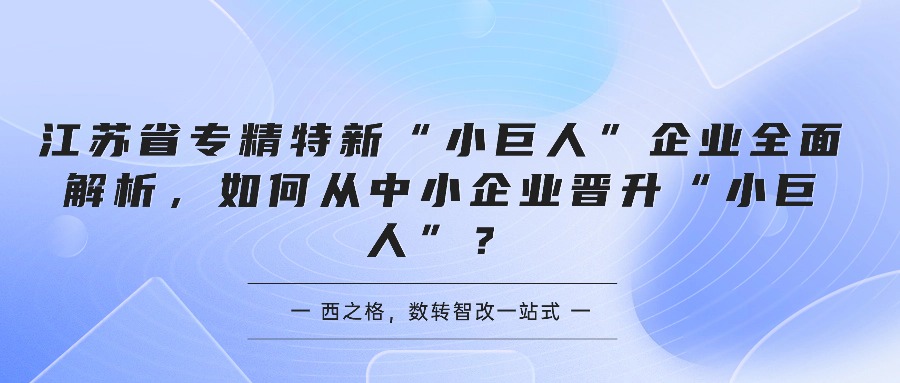 江苏省专精特新“小巨人”企业全面解析，如何从中小企业晋升“小巨人”？