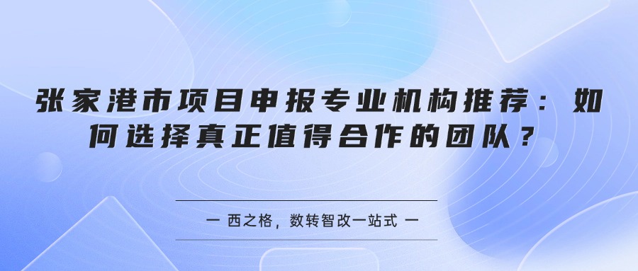 张家港市项目申报专业机构推荐：如何选择真正值得合作的团队？
