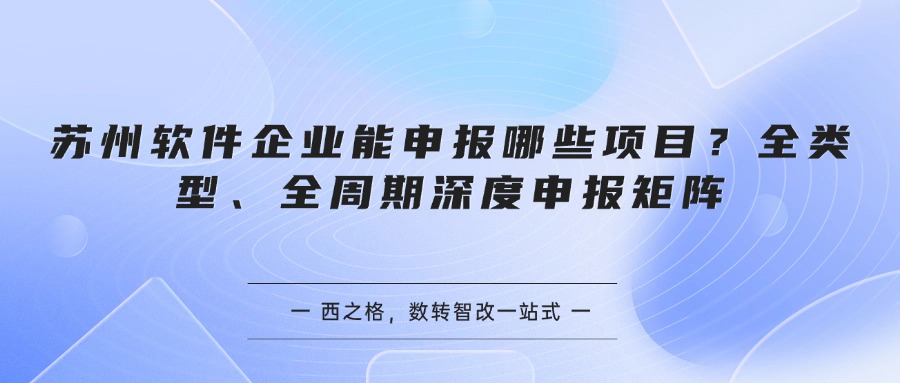苏州软件企业能申报哪些项目?全类型、全周期深度申报矩阵