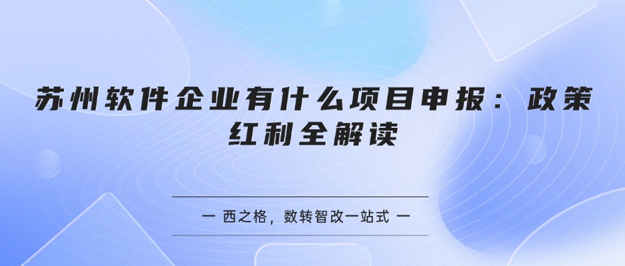 苏州软件企业有什么项目申报：政策红利全解读
