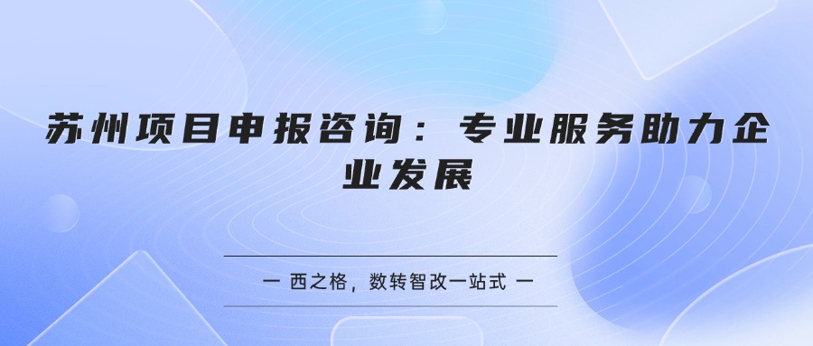苏州项目申报咨询：专业服务助力企业发展