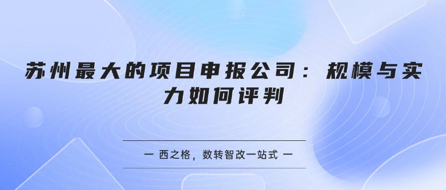 苏州最大的项目申报公司：规模与实力如何评判