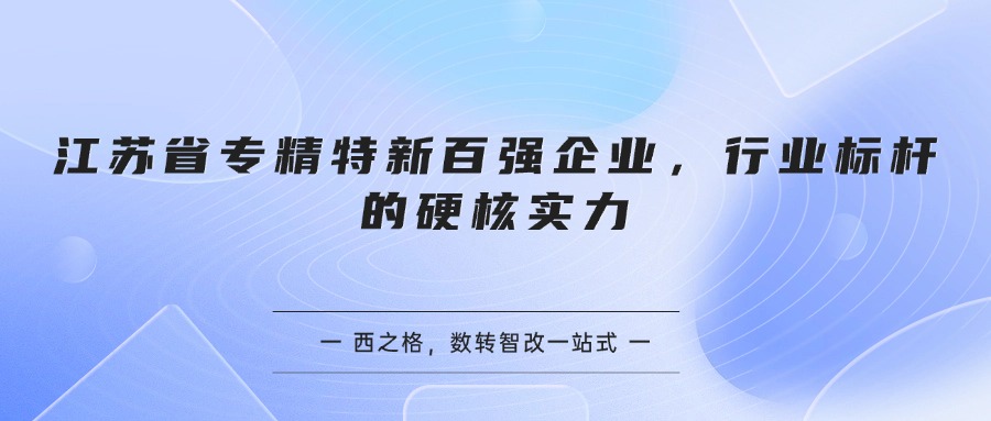 江苏省专精特新百强企业，行业标杆的硬核实力