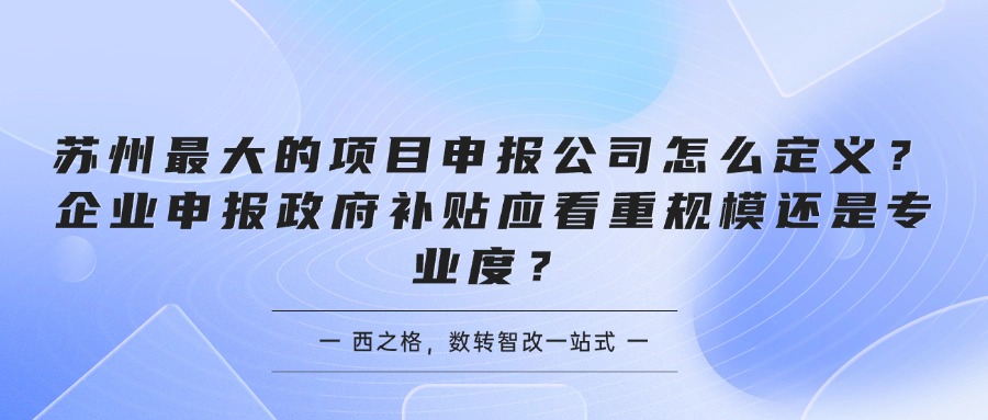 苏州最大的项目申报公司怎么定义？企业申报政府补贴应看重规模还是专业度？