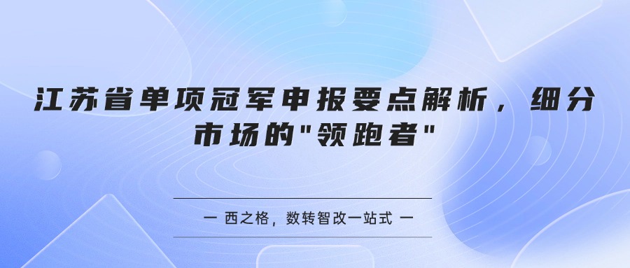 江苏省单项冠军申报要点解析，细分市场的"领跑者"