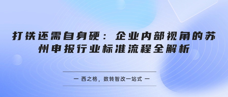 打铁还需自身硬：企业内部视角的苏州申报行业标准流程全解析