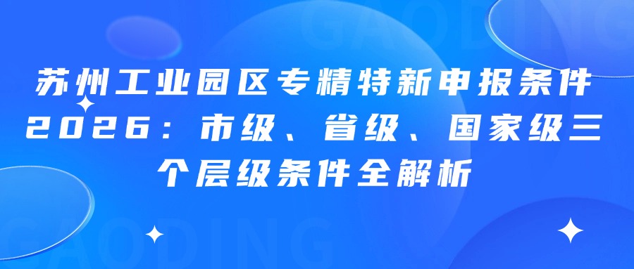 苏州工业园区专精特新申报条件2026：市级、省级、国家级三个层级条件全解析